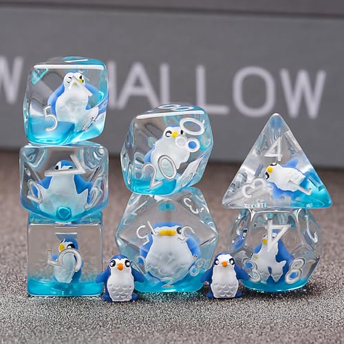 Polyhedral D&D Dice Penguin Dice,Resin Penguin DND Dice Set for Dungeons and Dragons MTG RPG Board Games - color: Penguin2