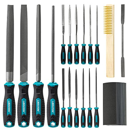 LIBRATON 31PCS Metal File Set, Metal Files, 12 Needle Files | For Metal, Steel, Wood, Metalworking, Woodworking, Hobby & Crafts, with Riffler File, 12 Sandpapers, Steel Brush, Carry Case - style: Metal File-31PCS