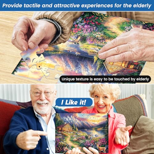 3 Pack 48 Large Piece Puzzle for Seniors Alzheimer’s Puzzles Dementia | Alzheimer's Products Activities for Elderly Adults Mountain Village Sea Easy Jigsaw Puzzle Cognitive Game with 3 Storage Bags - style: 3Pack 48 Large Pieces-1