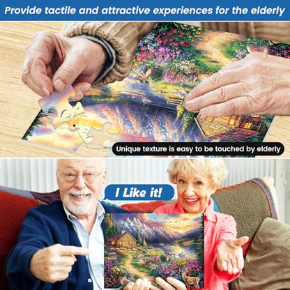 3 Pack 48 Large Piece Puzzle for Seniors Alzheimer’s Puzzles Dementia | Alzheimer's Products Activities for Elderly Adults Mountain Village Sea Easy Jigsaw Puzzle Cognitive Game with 3 Storage Bags - style: 3Pack 48 Large Pieces-1