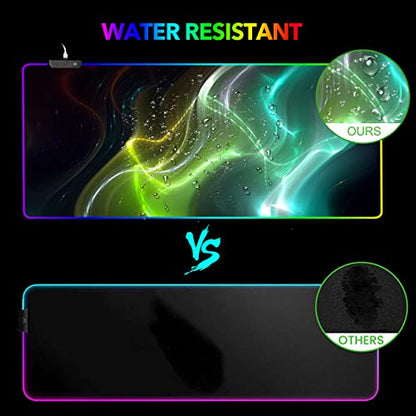 AIMSA Large Gaming Mouse Pad RGB, Keyboard Led Mousepad Extended 35.4 x 15.8 inch Non-Slip Rubber Base with 14 Lighting Modes, Big Desk Mat Waterproof, Cool Aurora - color: Cool Aurora
