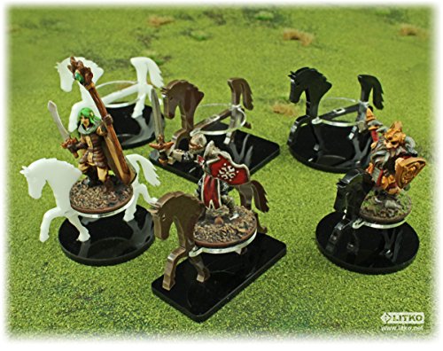 LITKO Horse Mount | Compatible with D&D & Pathfinder | 25x50mm | Grey | Turns a 30mm (1.25-inch) hero into a saddled rider | Rectangular base | Includes steed + clear acrylic base | Glue assembly - color: Grey, style: 25x50mm Base