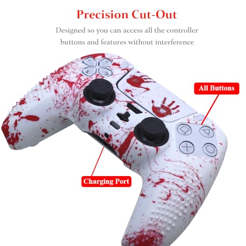 IVYUEEN Anti-Slip Printing Protective Skin for PlayStation 5 PS5 Controller Graffiti Blood Silicone Case for DualSense Wireless Controller with Touch Pad Sticker Accessories