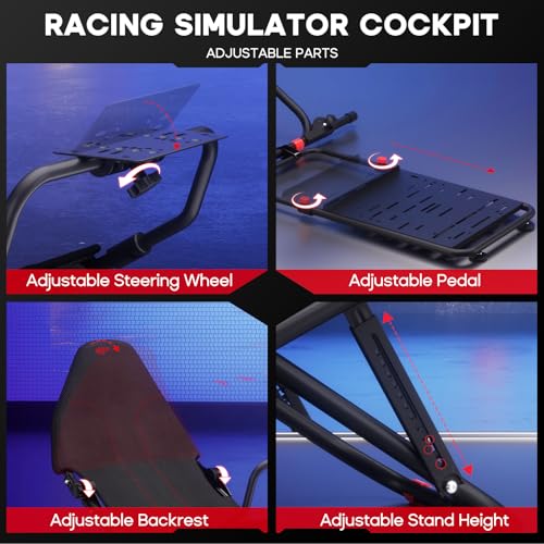 DIWANGUS Foldable Racing Simulator Cockpit with Seat and TV Mount | Adjustable Wheel Deck & Pedal Plate, Compact Storage, 90% Preassembled, Compatible with Logitech, MOZA, Thrustmaster, PS4