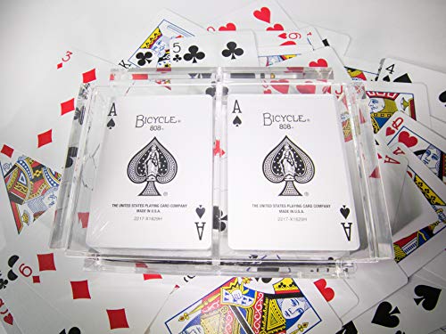 Modern Elegant Playing Card Deck Holder Tray with 2 Decks of Playing Cards in Unique Stylish Deluxe Acrylic Box with Color lid (Neon Orange) - color: Neon Orange