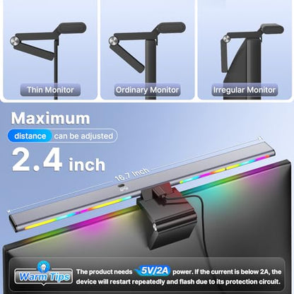 Syrinx Monitor Light Bar with Backlight, Gaming & Home Office Monitor Lamp | CRI95+, No Screen Glare Eye Care Light, 1200lm, Touch & Gesture Control, Stepless Dimming for Flat & Curved Monitors, Pro - style: Pro