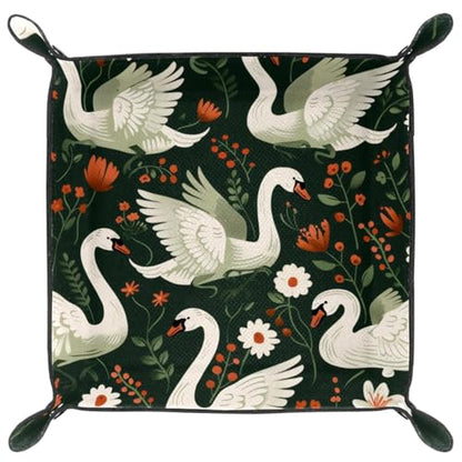 Swans Floral Dice Tray Dice Rolling Tray Folding Dice Holder for Dice Games, Like RPG, DND and Other Table Games - color: Multi 1