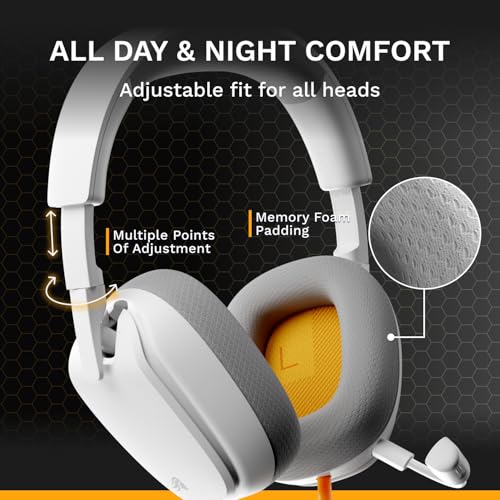 GLORIOUS GHS Eternal - Stereo Gaming Headset for PC, PS5, PS4, Xbox, Switch - Custom Tuned Angled Drivers, Adjustable Crystal Clear Detachable Mic, 3.5mm - Durable, All Day/Night Comfort - White - color: White