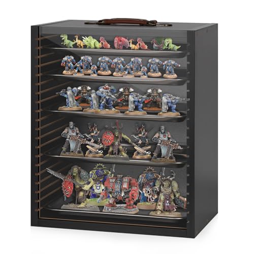 Miniature Carrying Case, Wooden Display Case for Figures, Matte Black | Miniature Storage, Miniature Display Case, Miniature Transport Case, Display Shelf for Collectibles & Mini Figures - color: Matte Black