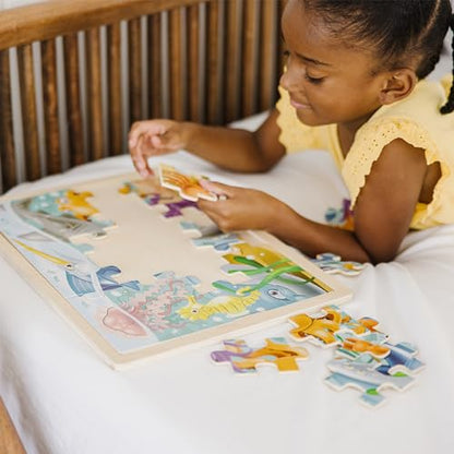 Melissa & Doug Under The Sea Ocean Animals Wooden Jigsaw Puzzle with Storage Tray (24 pcs) - style: Under the Sea Ocean Animals