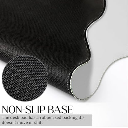 Hahafelt Scalloped Desk Mat Large Desk Pad Cute Coquette Table Mat Back to School Preppy Table Make up Pad Nonslip Graduation Gift with Stitching Waterproof Gaming(White,23.6 x 13.8 Inches) - color: White, size: 23.6L x 13.8W inches