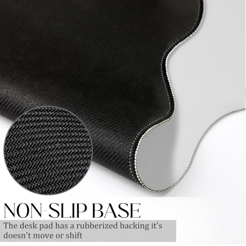 Hahafelt Scalloped Desk Mat Large Desk Pad Cute Coquette Table Mat Back to School Preppy Table Make up Pad Nonslip Graduation Gift with Stitching Waterproof Gaming(White,31.5 x 15.8 Inches) - color: White, size: 31.5 x 15.8 Inches