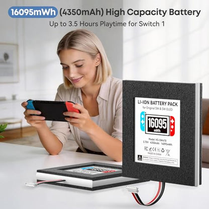 Kosker Switch 1 Battery Replacement Kit Compatible with Nintendo Console HAC-001 & OLED HEG-001, 16095mWh HAC-003 Switch Battery with Extra Repair Tools Kit for Extended Gaming, 1 Pack - style: SW Style