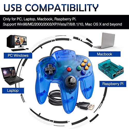 miadore 4 Pack USB Wired N64 Controller, Classic N64 PC Gamepad Joystick Controller for Windows PC MAC Linux Raspberry Pi 3