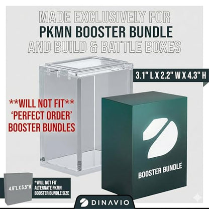 Dinavio Crafthouse 3 Pack PKMN Booster Bundle Acrylic Case with Stackable Grooves - 8mm+5mm, N52 Magnets - Compatible Up to Phantasmal Flames (Excludes Ascended Heroes & Perfect Order) 3 Pack - size: Standard Size 3.9" x 2.2" x 3.1"
