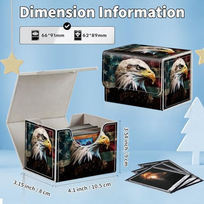 for MTG Commander Deck Box,Card Deck Box for Trading Yugioh MTG,Fits 100 Double Sleeved Cards,PU Leather Strong Magnet Case for Magic Commander TCG CCG,American Flag Eagle - color: American Flag Eagle