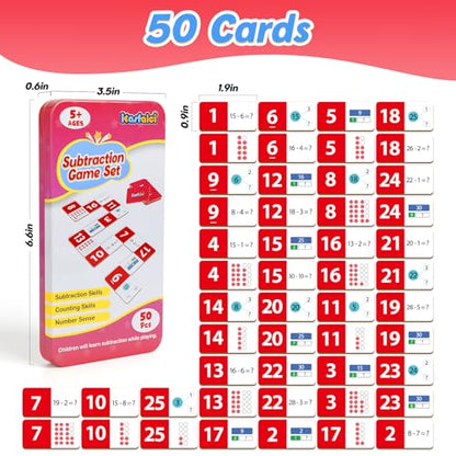 Kasfalci Subtraction Dominoes Set,Math Manipulatives Games for Kids,Counting Toys,Learning Games,Preschool Learning Activities,Homeschool Supplies,Kindergarten Classroom Must Haves,1st 2nd 3rd Grade - style: Subtraction