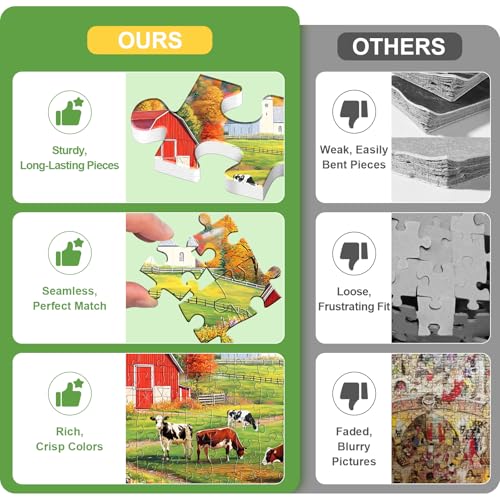 300 Piece Puzzles Jigsaw Puzzles 300 Pieces for Adults Farm Cow Puzzles for Kids Ages 8-10 Adult Puzzle Challenge Game Gift Toy for Puzzle Enthusiasts Home Decor Gift Toy 20.5x15IN - style: Farm Cow