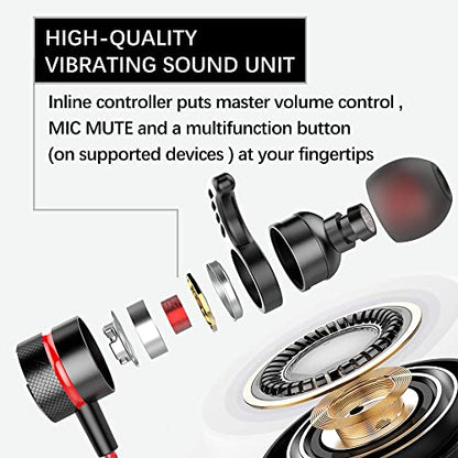 KASOTT SoundMaster Pro V1 - Gaming Earphones with Dual Audio Drivers,Battle Buds,in-Line Mic with Mute and Volume Control, Compatible with Xbox Series,Xbox One,PS5,PS4,Switch,Pc with 3.5mm Aux - color: Flaming Red