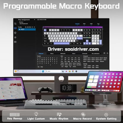Aula H108 Wireless Mechanical Keyboard, Hot Swappable Silent Keyboard, Full Size Keyboard with Number Pad, Gasket Structure, RGB Backlit Computer Gaming Keyboard with PBT Keycaps for PC/Office - color: White Black
