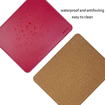 MelVan PU Leather Mouse Pad with Stitched Edge, Wood Mousepad, Waterproof Gaming Mouse Pad Mat for Computers, Laptop, Office & Home, 10.2" x 8.3", 1 Pack (Burgundy) - color: Burgundy