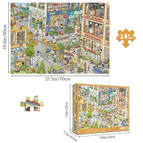 1000 Piece Jigsaw Puzzles for Adults,Busy City Street Puzzle with 1:1 HD Poster, Precise Interlocking, Letter Markings on Back, Dust-Free, Stress Relief & Ideal Family Game Gift - color: Busy City Street
