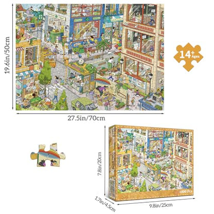 1000 Piece Jigsaw Puzzles for Adults,Busy City Street Puzzle with 1:1 HD Poster, Precise Interlocking, Letter Markings on Back, Dust-Free, Stress Relief & Ideal Family Game Gift - color: Busy City Street
