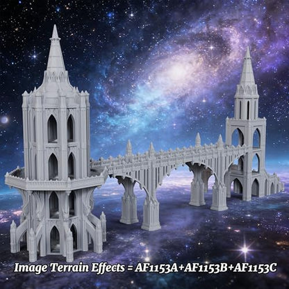 AUSPDICE Sci-Fi Buildings 25mm Gothic Spire Tower, Wargame Terrain | 1:64 Scale Unpainted Multi-Tier Tower with Open Balconies and Stairs for Sci-Fi TTRPGs, Wargames and Dioramas - AF1153A