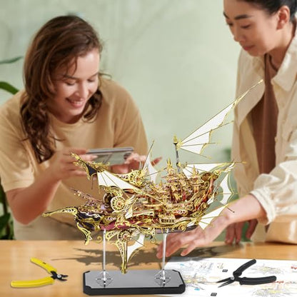 Piececool 3D Metal Puzzles, Nine Heavens Boat Models Kits to Build for Adults, Difficult Brain Teaser DIY Crafts Assemble Ship Building Kits Gifts for Man Women Family Time - color: Nine Heavens Boat