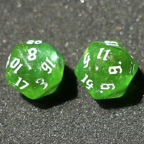 10PCs D20 Polyhedral Dice Set 22mm for DND RPG MTG Dungeons and Dragons Dice (Green) - color: Green