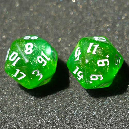 10PCs D20 Polyhedral Dice Set 22mm for DND RPG MTG Dungeons and Dragons Dice (Green) - color: Green