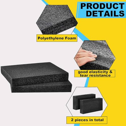 Hoolerry 2 Pcs Customizable Polyethylene Foam Packing Inserts for Cases Thick Polyethylene Cuttable Foam Sheet for Tool Box, Camera, Crafts, Storage and Crafts (24" X 12" X 2",Black) - size: 24" X 12" X 2"