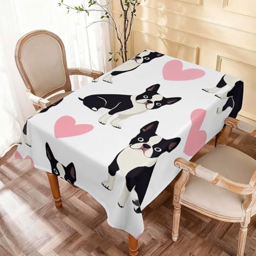 Fashion Kitchen Tabletop Decoration Rectangle Tablecloth Waterproof Table Cloth Boston Terrier Bulldog - color: Color64, size: 59.8x89.8in