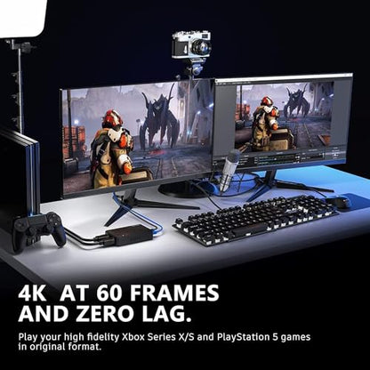 4K Video Capture Card, HDMI to USB3.0 Live Gamer Capture Card Full HD 1080P 60fps, Ultra-Low Latency for Streaming and Recording, Work with Nintendo Switch, PS5, PS4, Xbox One, PC