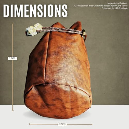Sage's Portal Large DND Dice Bag, Holds 200+ Dice, Velvet-Lined PU Leather Drawstring Pouch with 4 Pockets for Dungeons and Dragons RPG MTG, D&D Gift for Dungeon Masters and Players