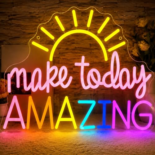 Make Today Amazing Neon Sign for Wall Positive LED Neon Light Decor, Multicolored Inspirational Letter Light Up Sign for Classroom Wedding Party Store Home Birthday Neon Decor - color: Today Amazing