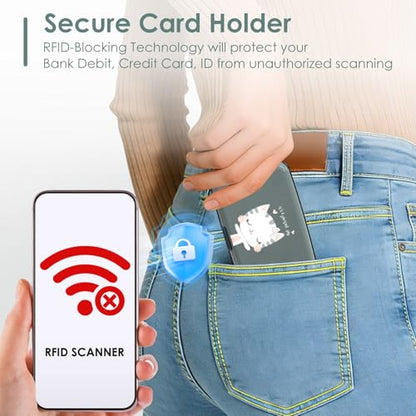 Mini RFID Blocking Credit Card, Cute Cat Wallet Credit Cards Holder Business Card Case Aluminum Metal Travel ID Case for Men Women - color: Cute Cat