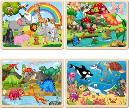 Wooden Puzzles for Kids Ages 4-6, 24 Piece Animals Puzzles for Toddlers,Jigsaw Puzzles for Kids Ages 3-5, Preschool Educational Puzzles Board Toys Gifts for Boys and Girls 3 4 5 6 Years Old - style: Wooden puzzles