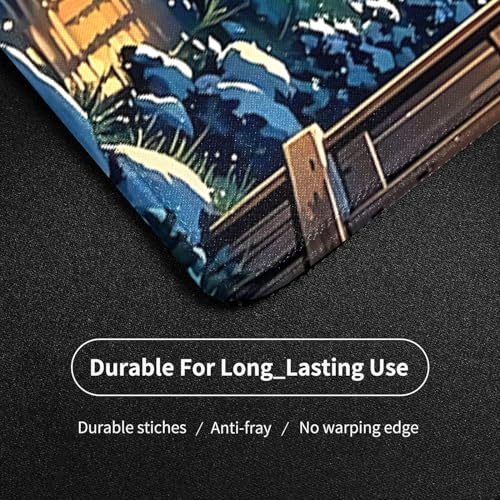 MTG Playmat- Stitched Edges Forest TCG Playmat-Non-Slip Landscape Play Mat Smooth Surface Rubber Base Board Game Mousepad 24x14 inches for Trading Card Game Playing with Storage Bags - color: Snow House