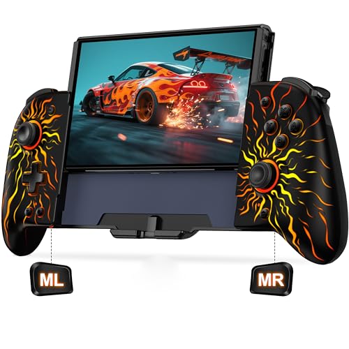 LIFUFUTEE Switch Controllers, Wireless Switch Pro Controller Replacement for Nintendo Switch Controller/OLED, Hall Effect One-Piece Joypad Controller with Programmable/Dual Vibration/Turbo/Wakeup - color: Black Rainbow, size: Switch 1 - 6.2"/7"