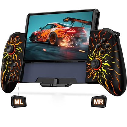 LIFUFUTEE Switch Controllers, Wireless Switch Pro Controller Replacement for Nintendo Switch Controller/OLED, Hall Effect One-Piece Joypad Controller with Programmable/Dual Vibration/Turbo/Wakeup - color: Black Rainbow, size: Switch 1 - 6.2"/7"