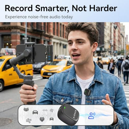 Wireless Lavalier Microphone for iPhone/Android/PC | 60H Battery, 48KHz 24Bit, Plug-Play Lightning/USB-C, 3 Recording Modes, AI Noise Cancellation - size: Mic 2 (2 TX + 1 RX + Charging Case)