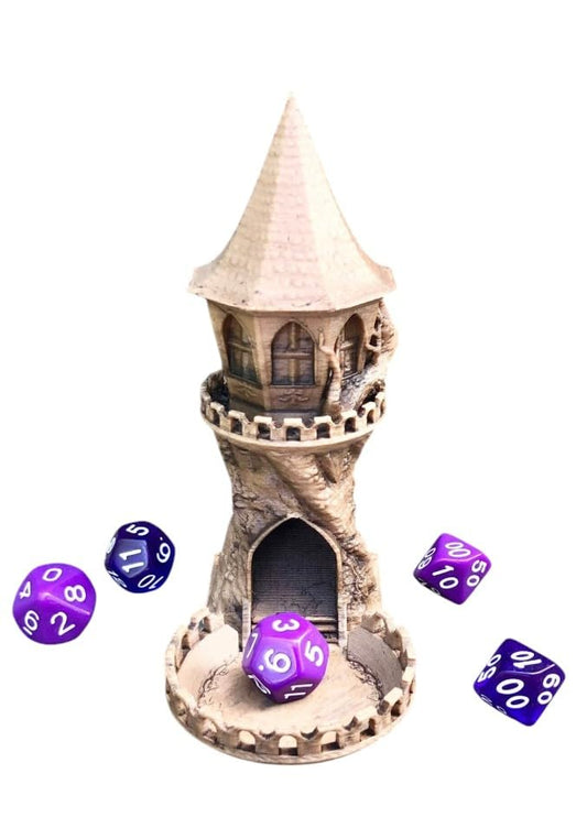 Fae Villa Dice Tower, Medieval Castle Design, Stained Wood Gaming Accessory, Tabletop RPG Dice Rolling Tower