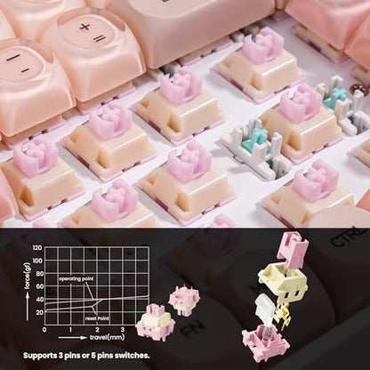 ZORNHER ZH100 Foundation Mechanical Keyboard,98% Pink Creamy Keyboard with Number Pad,Full Size Gaming Keyboard Cute,Jelly MOA Profile Round Keycaps,Creamy Sounding Linear Switches,PC Gaming - color: Foundation, size: Creamy Switch