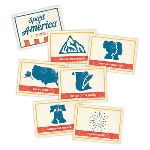 Spirit of America: The Family Trivia Game, Fun Challenge of USA History in 5 Categories, from Our 50 States to History of the Nation for Kids & Adults, Educational Party Night Activity, 2-4 Players