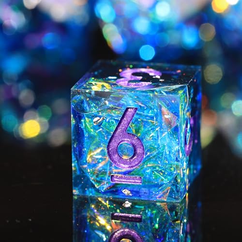 DND Resin Sharp Edge Polyhedral Dice Set,for Dungeons and Dragons RPG MTG Table Games,7 Pcs Handmade Gemstone Dice Set - color: Frost Gem