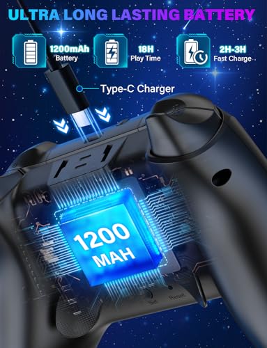 ZRZLMVP Wireless Switch Controllers for Nintendo Switch/OLED/Lite/Switch 2 | 1200mAh Rechargeable Switch Pro Controller, Switch Control with 10 Colors LED Light, Wake Up,Turbo,Vibration,Motion Control - color: Starry Blue