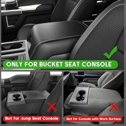 ramue Center Console Armrest Cover for Ford F150 2015-2020 Bucket Seat Only | for F250 F350 F450 2017-2022/Expedition 2018-2024，Anti-Scratch ， Non-Slip ， PU Leather ，Easy Install - size: for F150 13th Gen(Bucket Seat Only)