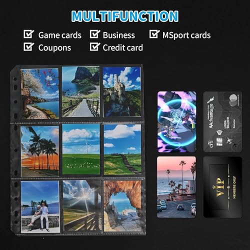 40 Pack 9 Pocket Card Sleeves Binder Sheets，Holds 720 Cards, Clear Trading Card Sleeve Pages Protector for 3 Ring Binder, Fit for Baseball,Football,Game,Business Cards - size: 40 pack