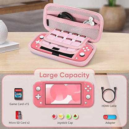 FINTIE Carrying Case for Nintendo Switch Lite 2019, [Shockproof] Hard Shell Protective Cover Travel Bag with Game Card & Micro SD Card Slots for Switch Lite Console & Accessories, Fantasy Ombre - color: fantasy ombre
